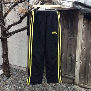 YoungLA Flagship Track Pants Mens Large Black Yellow Side Stripe Athletic Active